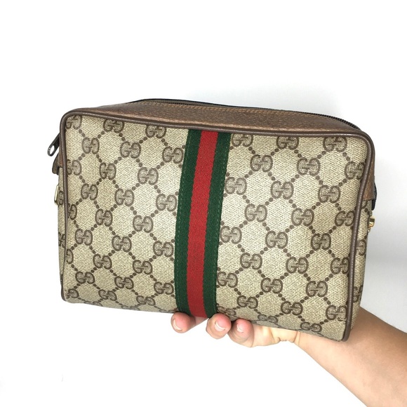 Authentic Gucci brown monogram coated canvas crossbody bag clutch - Picture 15 of 16